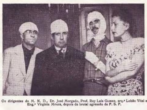 A 3 de julho de 1951, no Cine-Teatro de Rio Tinto, à saída de uma sessão de propaganda eleitoral, a PSP, comandada pelo major Santos Júnior, agrediu violentamente os dirigentes do MND José Morgado, Ruy Luís Gomes, Lobão Vital e Virgínia Moura, que tiveram de ser socorridos no hospital (Exposição evocativa do centenário de Virgínia Moura, PCP)